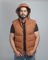 Men's Insulated Puffer Vest with Hood - Athletic Quilted Sleeveless Outerwear